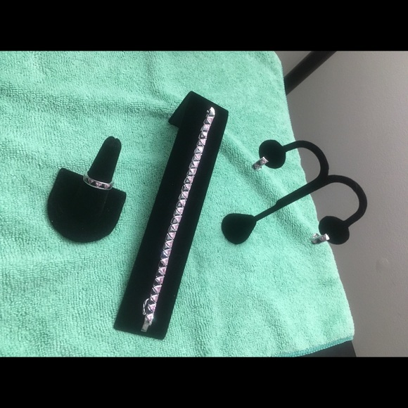 Suzanne Somers Pink & Black Earring Ring Bracelet - Picture 2 of 16